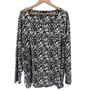 Mario Serrani Italy Plus Size XXL Top Black Animal Print Long Sleeve Travel